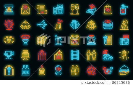 Wedding ceremony icons set vector neon - Stock Illustration [86215686 ...