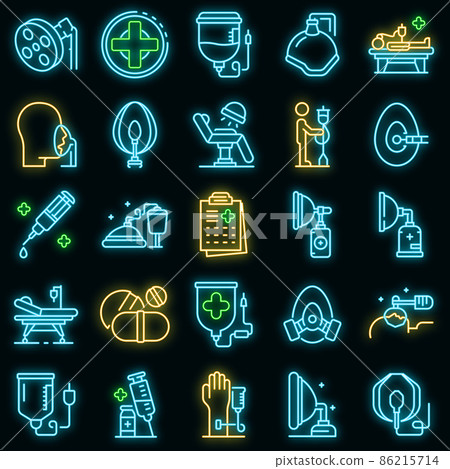 Anesthesia icons set vector neon Anesthesia icons set vector neon 86215714