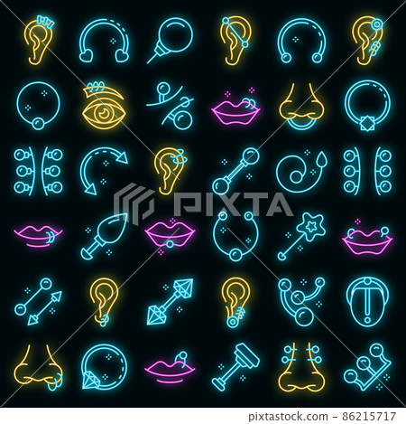 Piercing icons set vector neon 86215717
