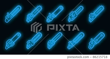 Chainsaw icons set vector neon 86215718