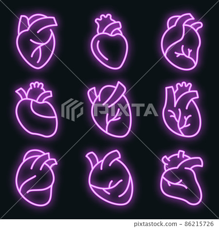 Human heart icons set vector neon 86215726