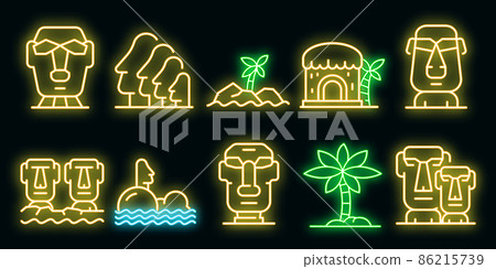 Easter Island icons set vector neon 86215739