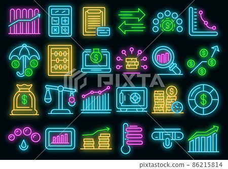 Credit score icons set vector neon Credit score icons set vector neon 86215814