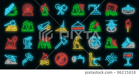 Wildfire icons set vector neon Wildfire icons set vector neon 86215818