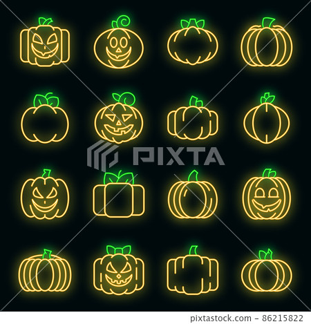 Pumpkin icons set vector neon Pumpkin icons set vector neon 86215822