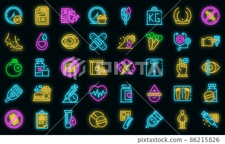 Diabetes icons set vector neon 86215826