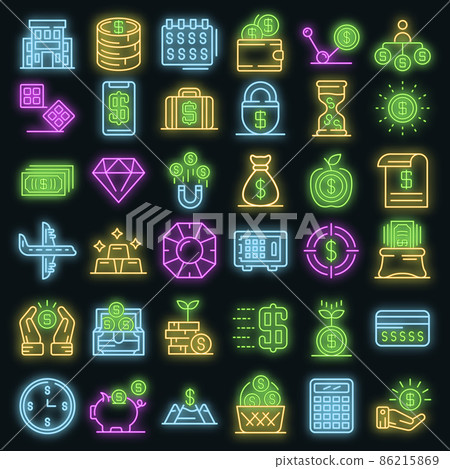 Millionaire icons set vector neon Millionaire icons set vector neon 86215869