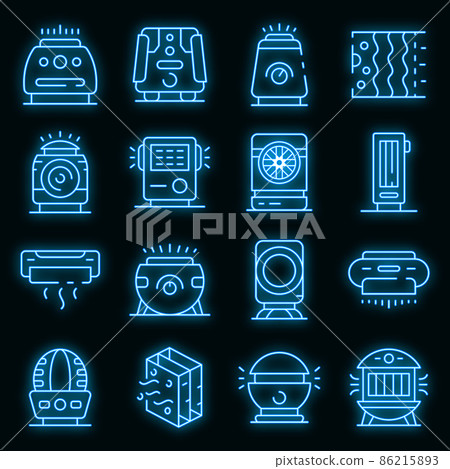 Air purifier icons set vector neon Air purifier icons set vector neon 86215893