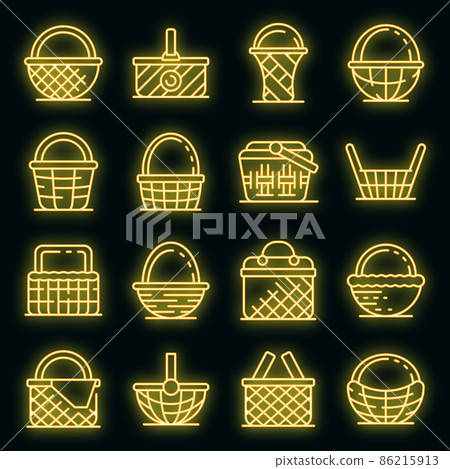 Wicker icons set vector neon 86215913