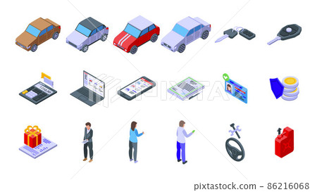 Buying car icons set, isometric style 86216068