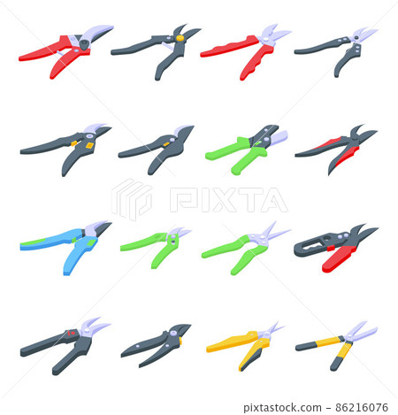 Secateurs icons set, isometric style 86216076