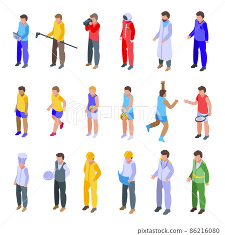 Crew icons set, isometric style 86216080