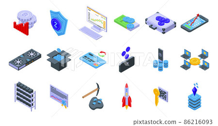 Cryptocurrency icons set, isometric style 86216093