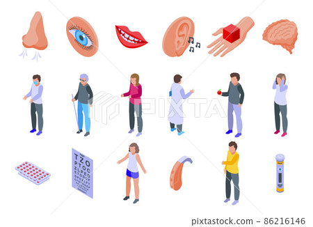 Senses icons set, isometric style 86216146