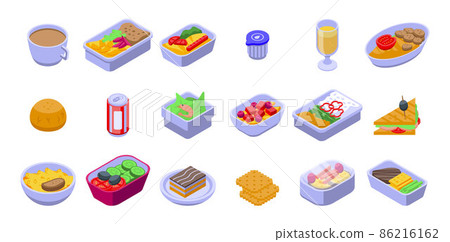 Airline food icons set, isometric style 86216162