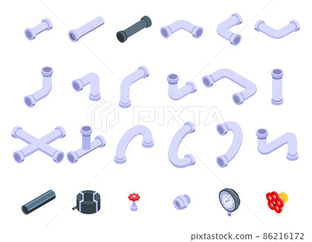 Pipe icons set, isometric style 86216172