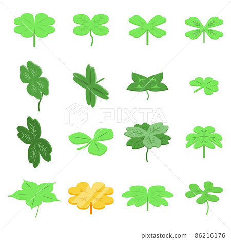 Clover icons set, isometric style Clover icons set, isometric style 86216176