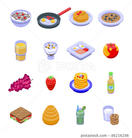 Healthy breakfast icons set, isometric style - Stock Illustration ...