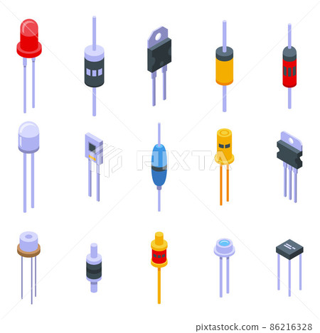 Diode icons set, isometric style 86216328