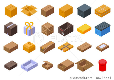 Box icons set, isometric style 86216331