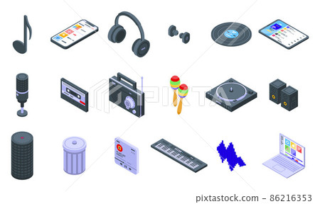 Playlist icons set, isometric style Playlist icons set, isometric style 86216353