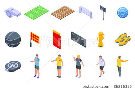 Referee icons set, isometric style Referee icons set, isometric style 86216356