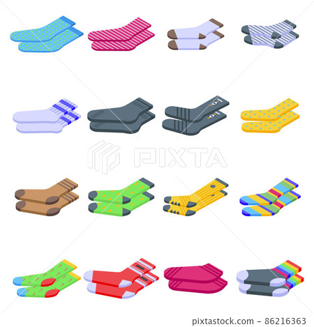 Socks icons set, isometric style Socks icons set, isometric style 86216363