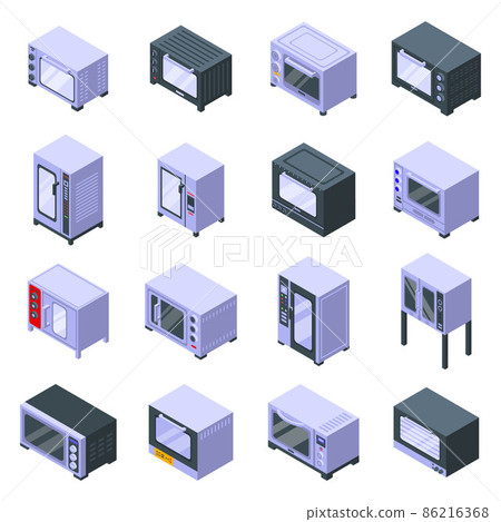 Convection oven icons set, isometric style Convection oven icons set, isometric style 86216368