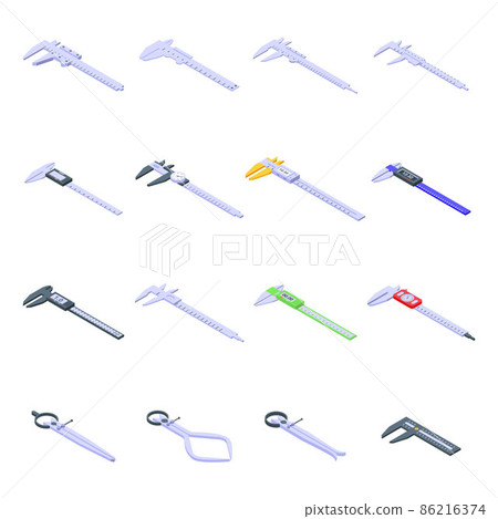 Calipers icons set, isometric style Calipers icons set, isometric style 86216374