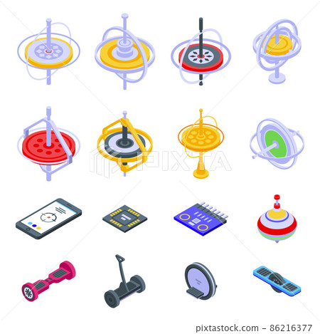 Gyroscope icons set, isometric style Gyroscope icons set, isometric style 86216377
