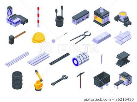 Metallurgy icons set, isometric style Metallurgy icons set, isometric style 86216430