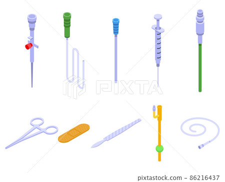 Catheter icons set, isometric style Catheter icons set, isometric style 86216437
