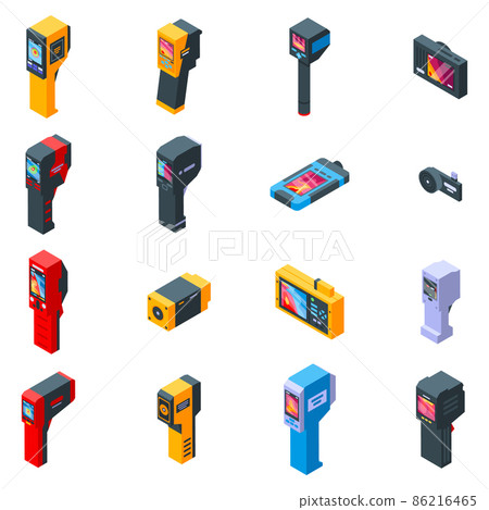 Thermal imager icons set, isometric style 86216465