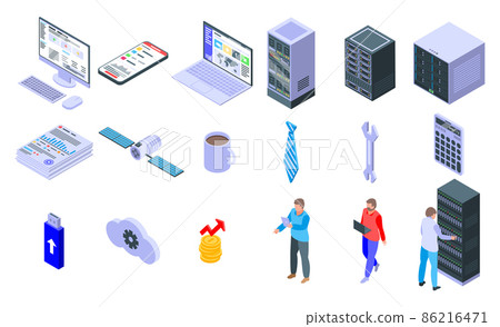 IT administrator icons set, isometric style 86216471