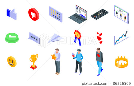 Reputation icons set, isometric style Reputation icons set, isometric style 86216509