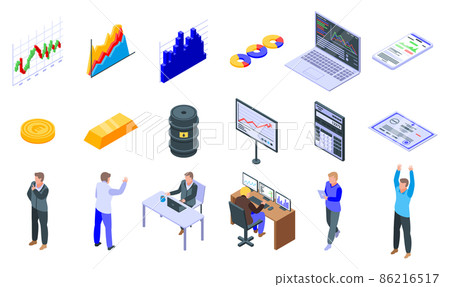 Trader icons set, isometric style 86216517