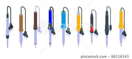 Soldering iron icons set, isometric style 86216543