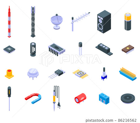 Radio engineer icons set, isometric style 86216562