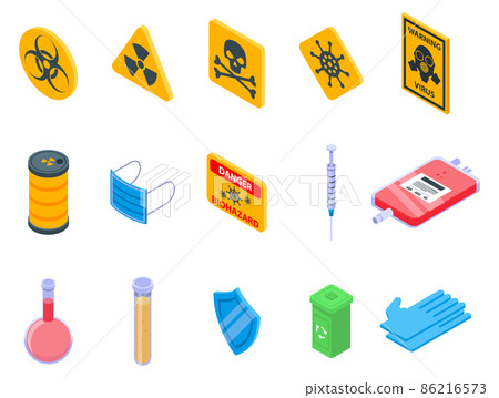 Biohazard icons set, isometric style 86216573
