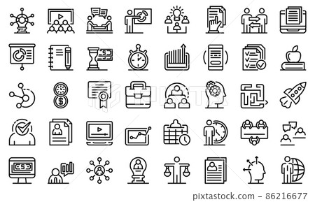 Business training icons set, outline style 86216677