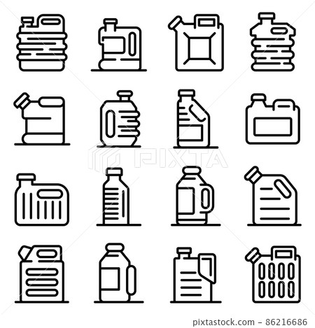 Canister icons set, outline style Canister icons set, outline style 86216686