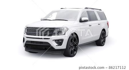 White Premium Family SUV isolated on white background. 3d rendering 86217112
