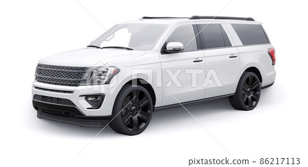 White Premium Family SUV isolated on white background. 3d rendering 86217113