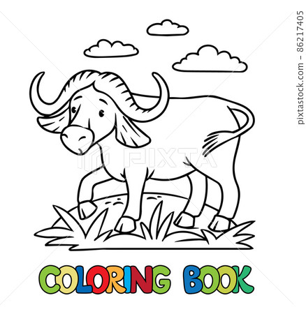 Funny wild buffalo coloring book. Alphabet Y Funny wild buffalo coloring book. Alphabet Y 86217405