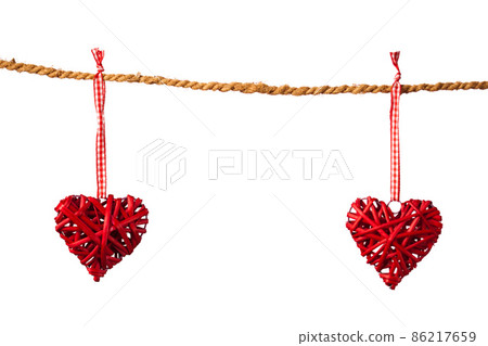 decorative valentine hearts on the rope decorative valentine hearts on the rope 86217659