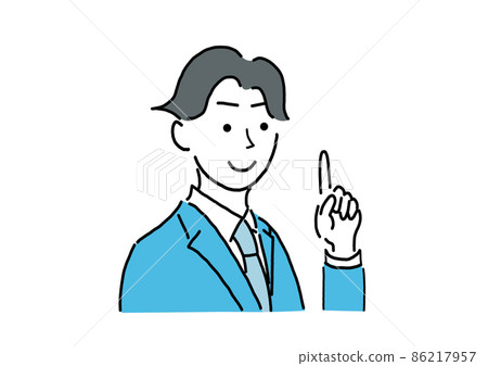A businessman posing with his index finger up A businessman posing with his index finger up 86217957