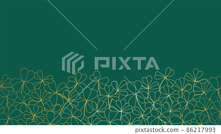 Luxury elegant line art background golden clover leaves on emerald green background with copy space Luxury elegant line art background golden clover leaves on emerald green background with copy space 86217993