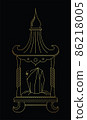 Vector golden line art sketch crystals in chest on black 86218005