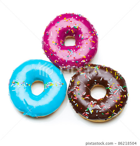 three color donuts, isolated on white 86218504