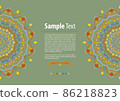 Colors Mandala flower shape with sample text for business cards flayers banners, vector design decorate 86218823